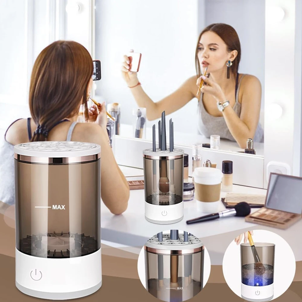 Rinsella brush cleaner on a vanity